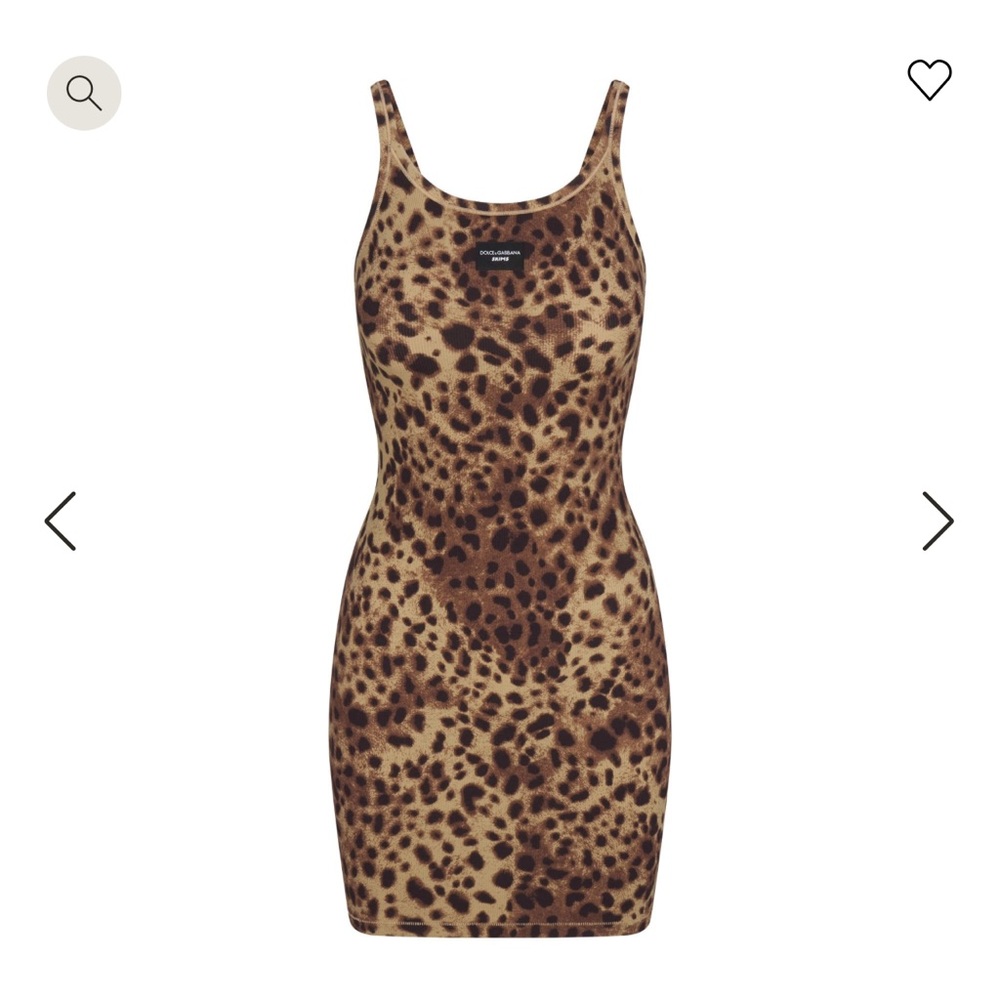 DOLCE & GABBANA X SKIMS COTTON RIBBED TANK MINI LEOPARD DRESS - NEW WITH TAGS